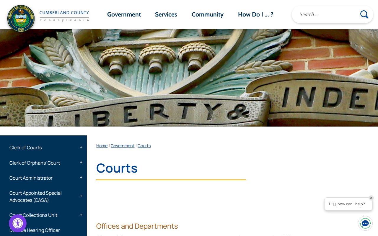 Cumberland County courts directory page