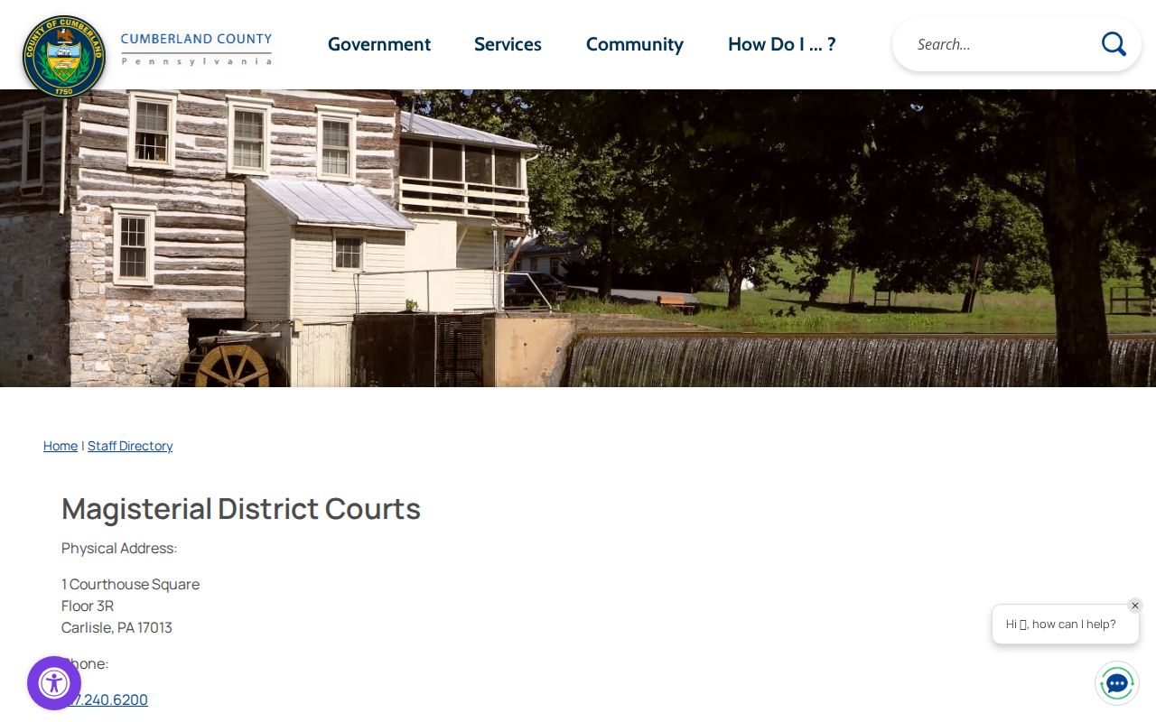 Cumberland County Magisterial District Court directory