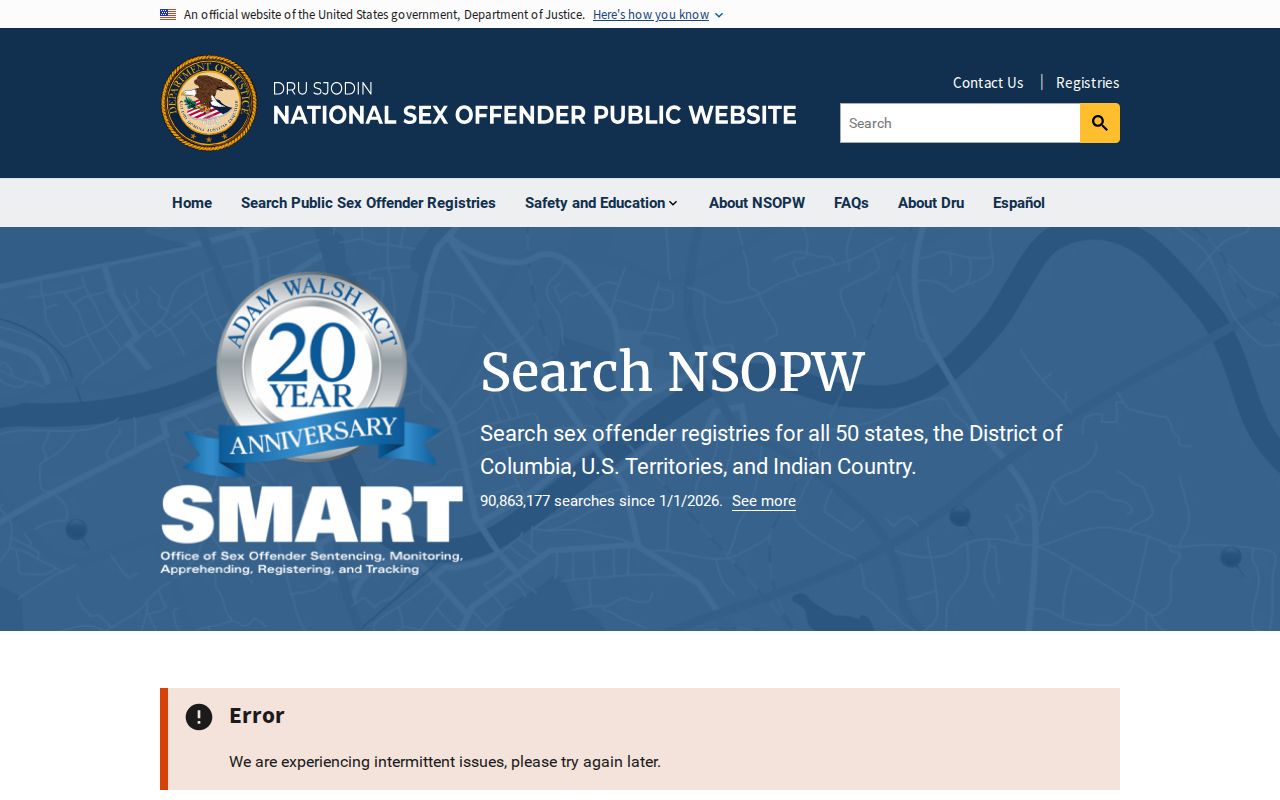 Cumberland County sex offender search through the national NSOPW interface